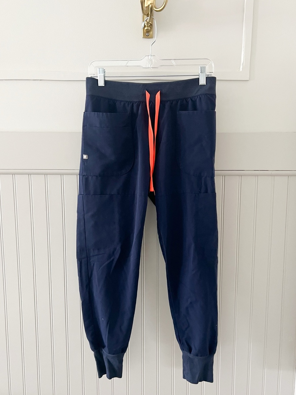 Figs Navy Joggers with Bright Orange Drawstring